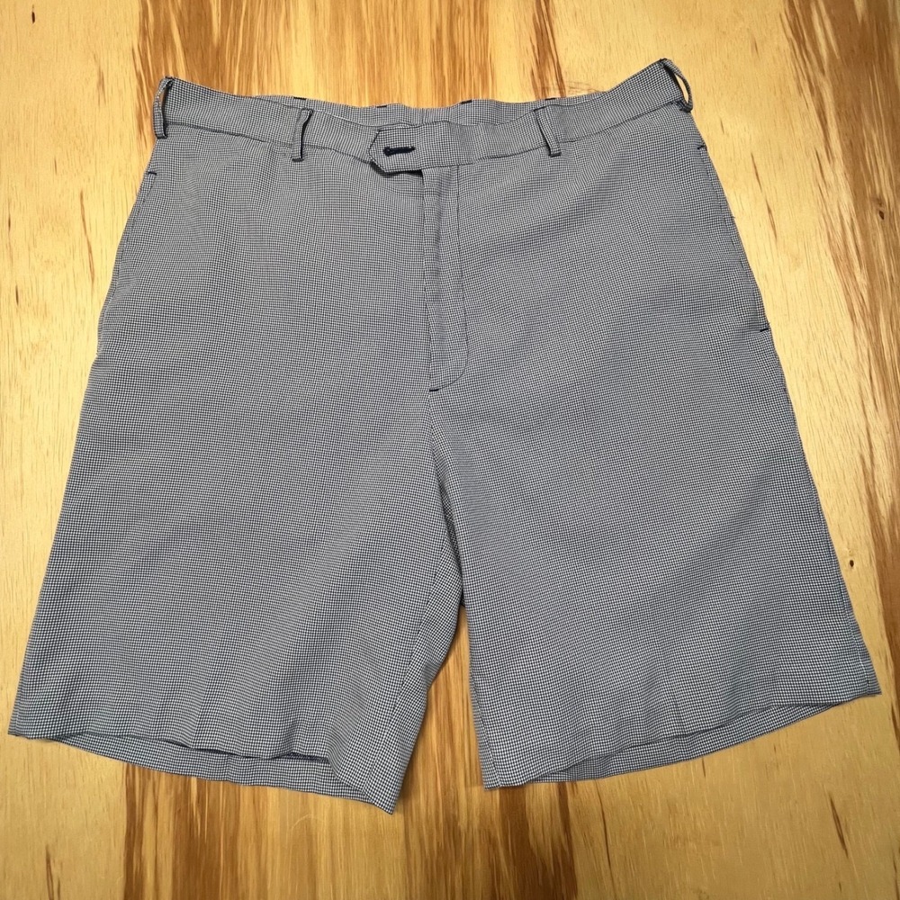 Donald Ross Houndstooth 100%‎ Polyester Golf Shorts Oak Tree Logo Mens 34